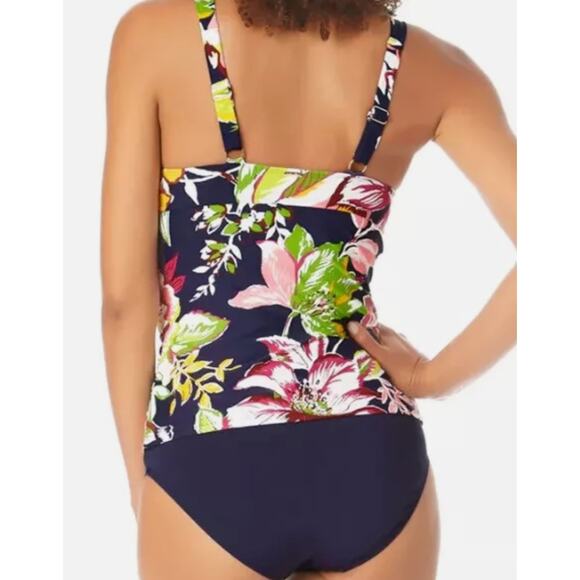 Anne Cole Tropical Bloom Twist Front Tankini Swim L141233 Top Size 32DD/34D - Picture 4 of 10
